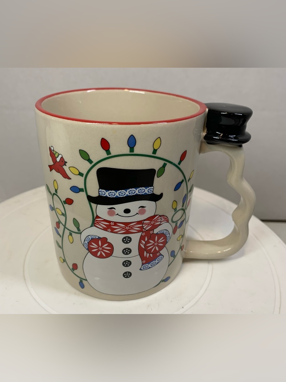 Temptations by Tara “Winter Whimsy” Snowman Cardinal Ceramic Mug.         3565